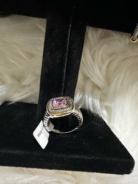 Silver Pink Mixed Metals Ring - Women Jewelry Size 7